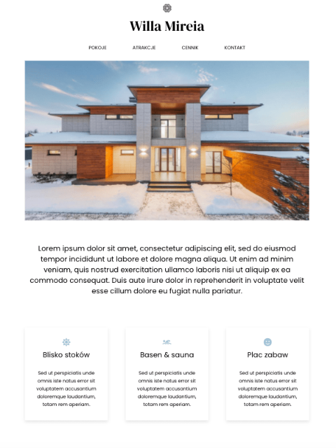 szablon strony pensjonat willa hotel